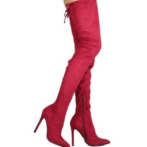 Liliana Gisele Maroon Thigh High Boot Sz 6.5